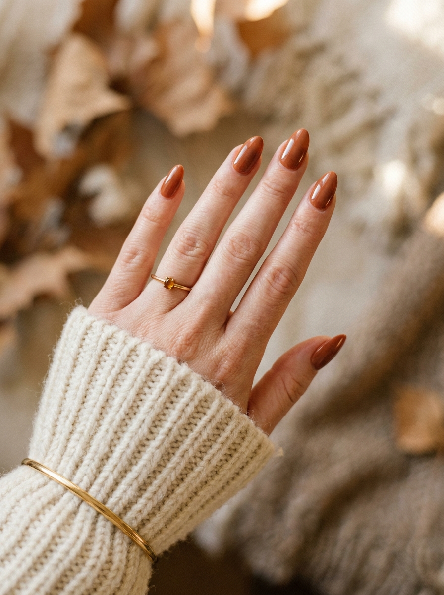 Cinnamon Glaze Almond Nails als Almond Fall Nails Inspiration 2026